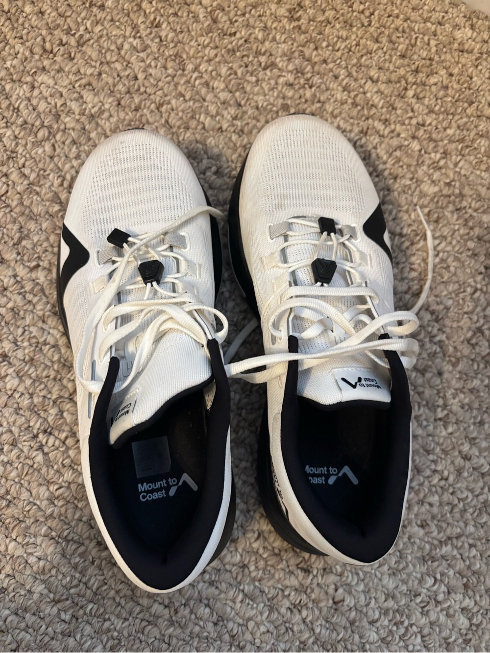Mount to Coast brand Women's Lightweight White and Black Knit Sneakers.